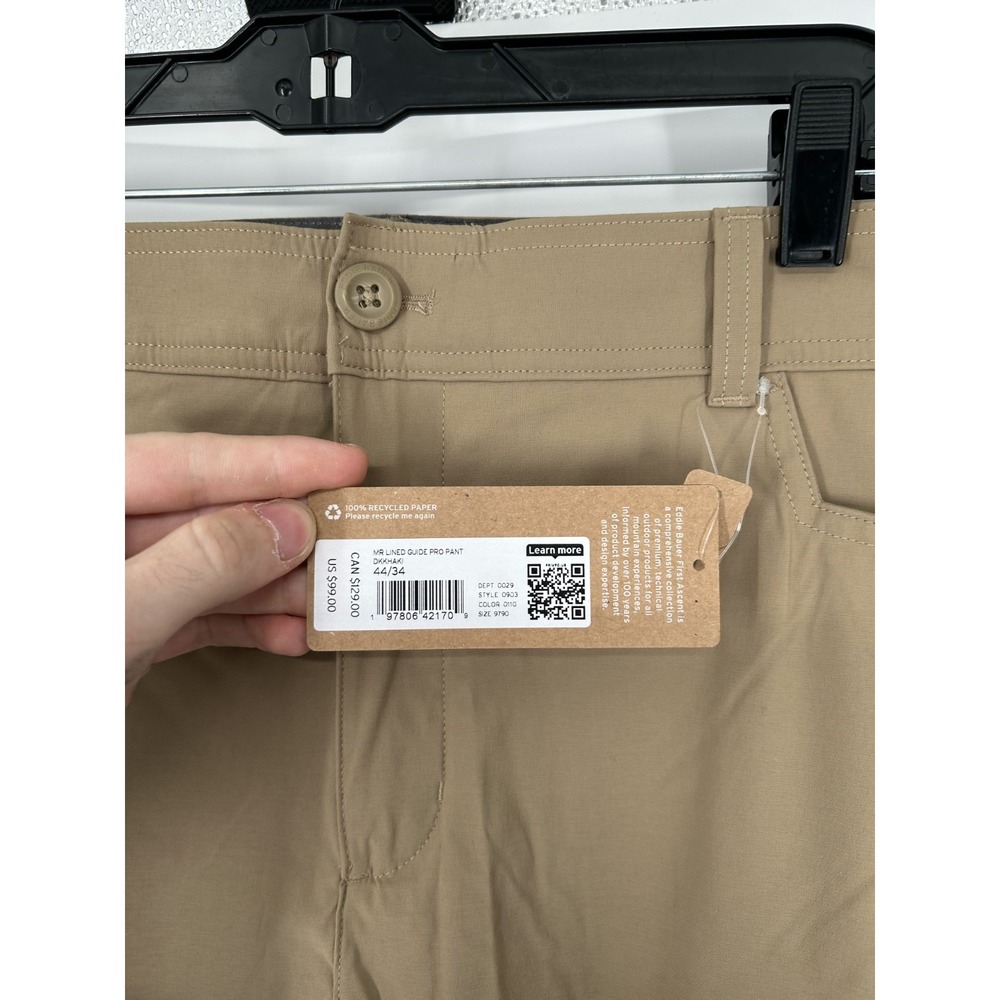 Eddie Bauer Guide Pants Mens 44x34 Chino First Ascent Fleece Lined Hiking Cargo - Picture 4 of 10